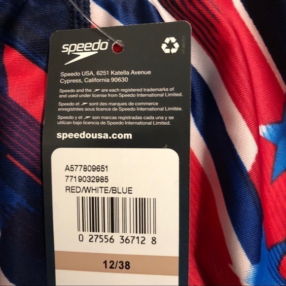 𝅺nwt - SPEEDO One Piece PRO LT Swimsuit in Red, White & Blue - Size 12 - Picture 6 of 9
